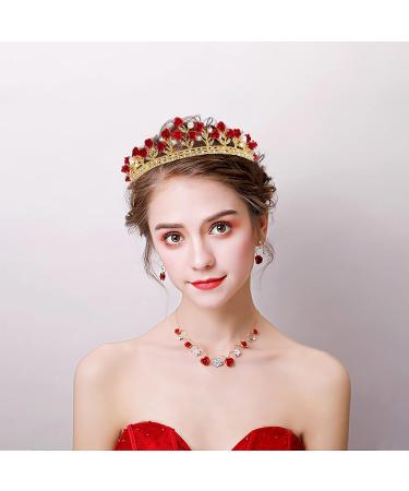 Lurrose Bridal Head Jewelry - Rose Design Wedding Hair Crown Rhinestone Tiara & Headdress for Girls - Pack of 1 - Buy Online on GoSupps.com
