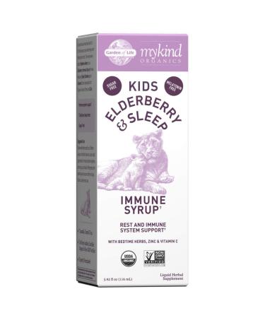 Garden of Life Mykind Organics Kids Elderberry & Sleep Immune Syrup with Bedtime Herbs Zinc & Vitamin C 3.92 fl oz (116 ml)