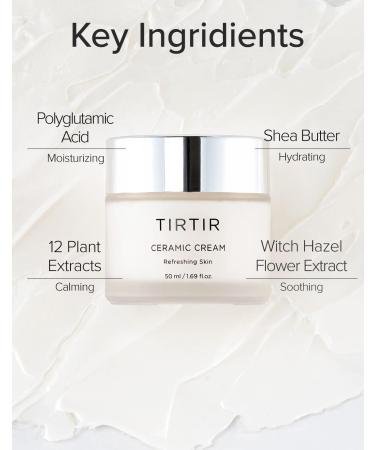 TIRTIR Natural Ceramide Cream | Deep Moisturizer for Glass Skin | Polyglutamic Acid & Centella Extract | Korean Skincare 3.38 Fl Oz | Lightweight & Nature-Derived - Buy Online on GoSupps.com