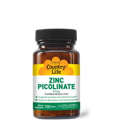 Country Life Zinc Picolinate 25 mg. Tablets 100-Count