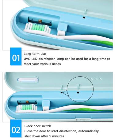 UV-C Portable Intelligent Ultraviolet Toothbrush Disinfection Box USB Charging Type-C Interface Support Toothbrush and Razor Safe and Fast Disinfection Universal Toothbrush (B) - Buy Online on GoSupps.com