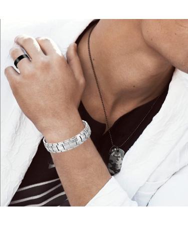 Vicmag Titanium Steel Magnetic Bracelet for Men - Double Row Ultra Strength Magnets with Adjustment Tool & Gift Box (Silver) - Perfect International Shipping - Buy Online on GoSupps.com