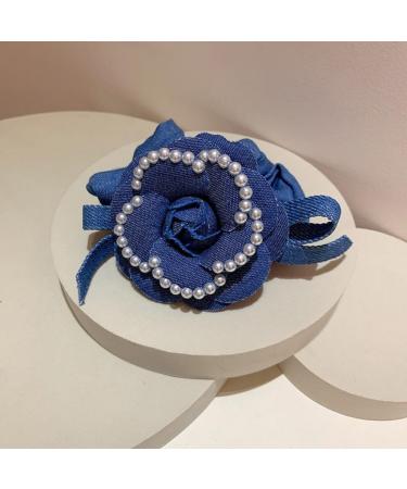 Limtula Sweet Style Hair Rope -slip Hair Barrettes for Teenagers Pearl Decor Camellia Shape Hair Pins and Elastic Hair Rope Dark blue BB clip - Buy Online on GoSupps.com