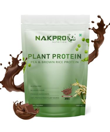 NAK PRO Vegan Plant Protein Powder| 25.21g Protein 4.85g BCAA | Pea Protein and Brown Rice Protein Powder for Muscle Gain and Recovery | Plant Based Protein for Men & Women (Chocolate 1Kg)