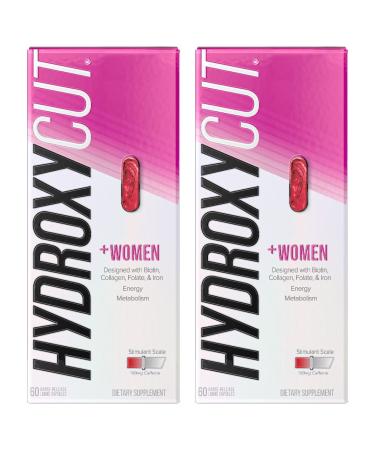 Hydroxycut + Women Pills with Biotin & Collagen | Hair Nails and Skin Vitamins | Iron Supplement | Energy Pills 60 Count (2 Pack) 60.0 Servings (Pack of 2)
