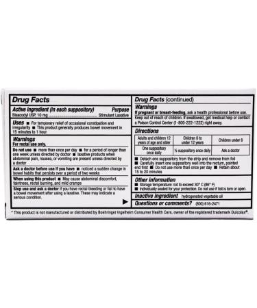 Major Bisacodyl Medicated Stimulant Laxative 10mg - 12 Suppositories - Buy Online on GoSupps.com