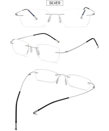 Vevesmundo Randlos Titan Reading Glasses - Anti Blue Light Ultralight Metal Visual Aid for Men - Frame-less Gray & Silver Options - Buy Online on GoSupps.com