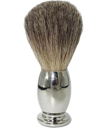 NSNT Exquisit Men's Shaving Brush Set - Alloy & Natural Roof Hair - Silver Safety & Soap Cup Holder | 15x16cm - Buy Online on GoSupps.com