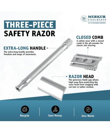 Buy MERKUR 24C Safety Razor for Women - Extra Long Handle 10 Double Edge Blades Chrome Finish - Made in Germany - International Shipping Available - Buy Online on GoSupps.com