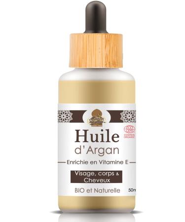 Argan Oil Enriched with Vitamin E - Pure and Organic - Cold Pressed from Moroccan Argan Grove - 50 ml