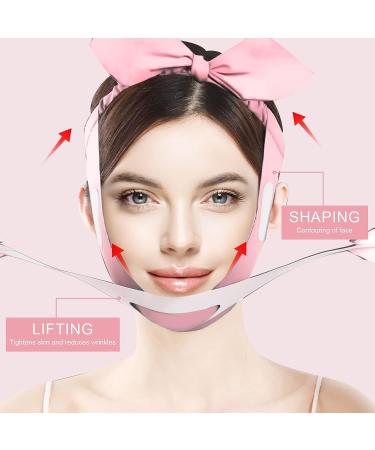 V Line Lifting Face Mask - Reusable V Shaped Slimming Strap for Sagging Skin & Double Chin Reduction - Pink Facial Lift Belt for Women - Buy Online on GoSupps.com