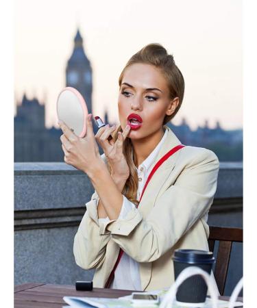 Double Sided 5X/1X Magnifying Hand Held Makeup Mirror with Folding Handle - Compact Cosmetic Vanity Mirror for Girls and Ladies - Pink - Buy Online on GoSupps.com
