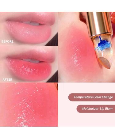 BLUE LOVE 2PCS Color Changing Flower Lipstick Moisturizing Jelly Lip Balm with Flower Long Lasting Nourishment & Customizable Shade Pink and Gold 2PC Pink and Gold 2PC - Buy Online on GoSupps.com