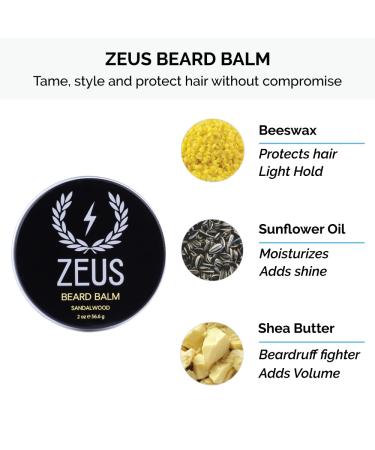 ZEUS Everyday Beard Kit - Sandalwood Beard Wash Oil Balm & Gift Box | Perfect Men's Grooming Set for Beards - Buy Online on GoSupps.com