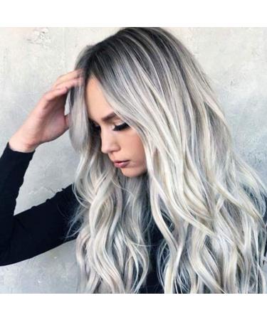 Fashion Women Black Gray Long Curly Wig | Lace Front Heat Resistant Hair Extension - Shop Now for International Shipping! - Buy Online on GoSupps.com