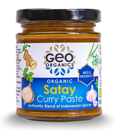 Geo Organics Satay Curry Paste | Organic Indonesian Curry Paste | 180G | Serves 4 | Vegan Friendly | Authentic Recipe (180 Grams (Pack of 1) Satay Curry Paste 180g (Pack of 1) - Buy Online on GoSupps.com