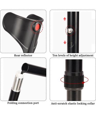 Crutches for Adults Height Adjustable Made Aluminum Alloy Lightweight Foldable Design Silver (Black) - Buy Online on GoSupps.com