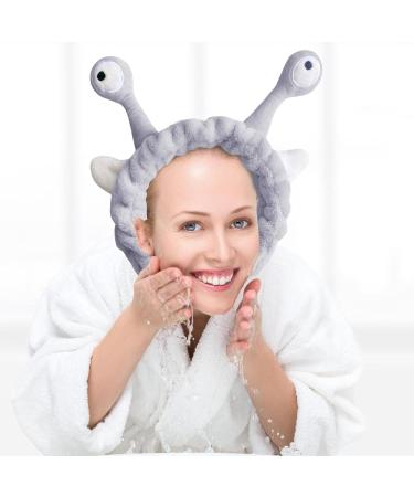 Makeup Headband - Adjustable Makeup Headband Elastic Plush Snail Eyes Headbands For Women | Cartoon Flufy Face Washing Head Hoop Cute Hair Accessories For Spa Exercise Fix Hair/5.9 * 3.93in Gray - Buy Online on GoSupps.com