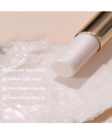 Oulac Moisture Shine Lipstick - Sheer Milky White Lip Balm for Dry Lips | Vegan Hydrating Lipstick with Glossy Finish - Halo S3 - Buy Online on GoSupps.com
