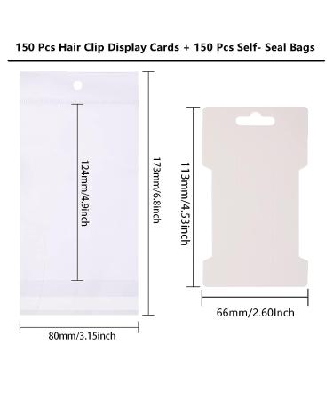 150 Pcs Hair Clip Display Cards with Self-Seal Bags | White Cardboard Jewelry Holder for Hair Barrettes - Perfect for Selling & Organizing - Buy Online on GoSupps.com