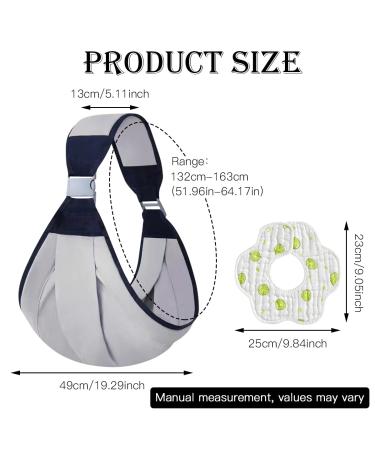 Uptvin Sling Baby Carrier for Newborns | Soft Adjustable Multifunctional - Supports Up to 20kg | Includes Baby Bib - Gray - Buy Online on GoSupps.com