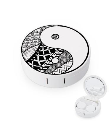 Yin Yang Black And White Round Case For Contact Lens Kit Storage Box with Mirror Printed