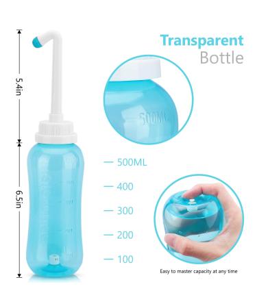 Peri Bottle 500ml: Portable Travel Bidet for Postpartum Care, Baby, Women, Bedridden Patients - Includes 2 Nozzles - Buy Online on GoSupps.com