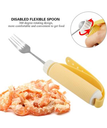 Ergonomic Utensils for Arthritis & Handicapped | Rotating Fork & Spoon for Elderly | Easy Grip Tableware - Buy Online on GoSupps.com