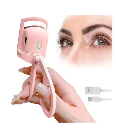 Heated Eyelash Curlers Upgrade Wiasihsy Rechargeable Electric Eyelash Curler Handheld Eyelash Heated Curler 2 Heating Modes Quick Natural Curling Eye Lashes for Long Lasting(Pink)