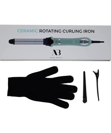 Amira Beauty Automatic Curling Iron - 1" Tourmaline Ceramic Curler Wand with Digital Display Adjustable Temps 250-450 Dual Voltage & Auto Shut Off - Teal Color - Buy Online on GoSupps.com
