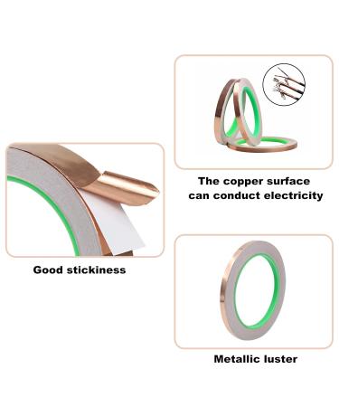 Tenubo Copper Foil Tape Set - 3 Sizes (0.24/0.31/0.39Inch) x 23Yards - Double-Sided Conductive for EMI Shielding, Guitar, Stained Glass, Electrical Repairs - 3 Pack - Buy Online on GoSupps.com