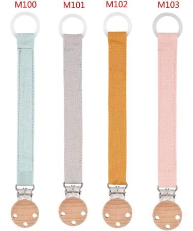OKwife Natural Wooden Pacifier Clips | Baby Pacifier Holders Made of Cotton & Linen | International Shipping Available - Buy Online on GoSupps.com