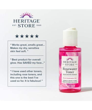 Heritage Store Rosewater Facial Toner 2 fl oz - Hydrating & Refreshing Skin Care - Buy Online on GoSupps.com