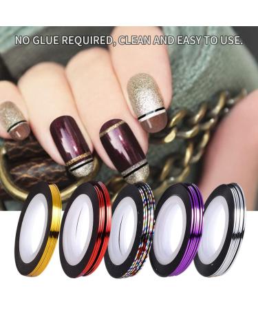 Yeory Nail Art Strip Tape Silver Nail Art Striping Tape Line Nail Art Decoration Sticker Foil Tips Tape Line for DIY Nail Art Silver Sticker Nail Line Nail Art Stripes Nail Line Stickers - Buy Online on GoSupps.com