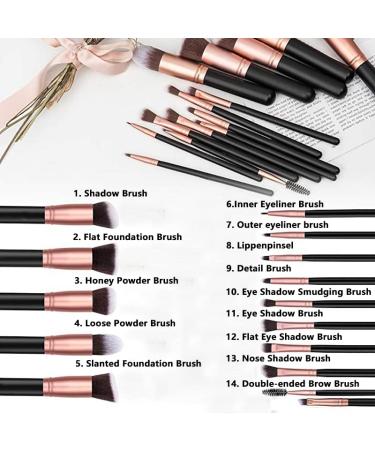 Nuangela 14-Piece Professional Makeup Brush Set Eye Lip and Powder Brushes with 4 Beauty Sponges & Silicone Brush Cleaner | International Shipping Available - Buy Online on GoSupps.com