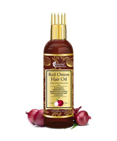 Oriental Botanics Red Onion Hair Oil with Comb Applicator 100ml - With 30 Oils & Extracts for Stronger Growth and to Control Hair Fall