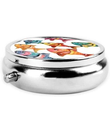 Colorful Fish Round Pill Box | 3 Compartment Portable Travel Organizer for Vitamins & Medications - Buy Online on GoSupps.com