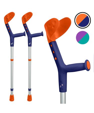 ORTONYX Kids Walking Forearm Crutches (1 Pair) Good for Children and Short Adults up to 220lb - Adjustable Arm Support- Lightweight Aluminum - Ergonomic Handle with Comfy Grip Youth Size, Height 21.5