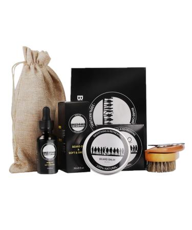 Beard Growth Kit 5 in 1 Mens Grooming Kits Beard Growth Oil Beard Balm Comb Scissors Brush for Grooming & Shaving Beard Care Grooming Kit Christmas Stocking Fillers Gifts for Men