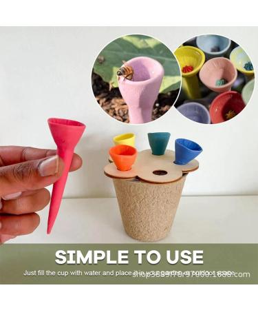 EHOTER Bee Insect Drinking Cup 2024 New Colorful Bee Insect Drinking Cup Safe Places to Drink for Bees Thirsty Pollinators Need a Drink Resin Bee Cups for Garden Decor (Multicolor) - Buy Online on GoSupps.com
