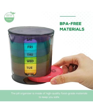 GIIYAA Weekly Pill Organizer - Portable 7 Day Pill Box with AM/PM Compartments for Vitamins & Supplements - Buy Online on GoSupps.com