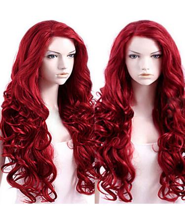 Long Red Wavy Synthetic Wig for Women - 70s 80s 50s Cosplay Hair - International Shipping Available - Buy Online on GoSupps.com