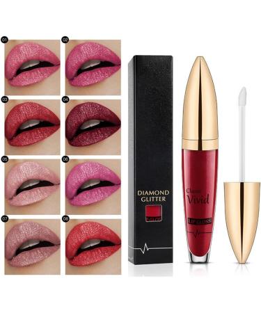  Katutude Diamond Metallic Lipstick Liquid Shimmer Water Resistant Long Lasting Ink Non-stick Lip Cutter Gloss for Women Girls Cosmetic Makeup - Buy Online on GoSupps.com