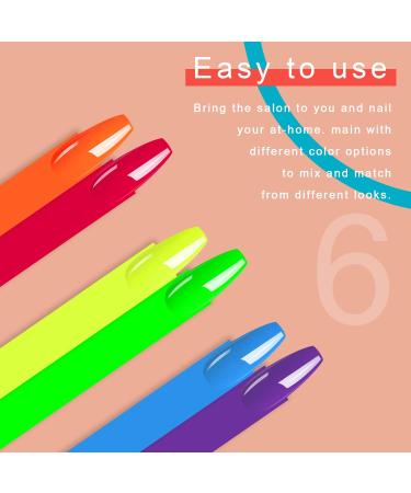 Clou Beaute 8ml Rainbow Neon Gel Nail Polish Set - Pack of 6 Colors in Gift Box | UV/LED Soak Off Nail Gel Varnish in Orange, Red, Blue, Purple, Green - S018 CB-S018 - Buy Online on GoSupps.com