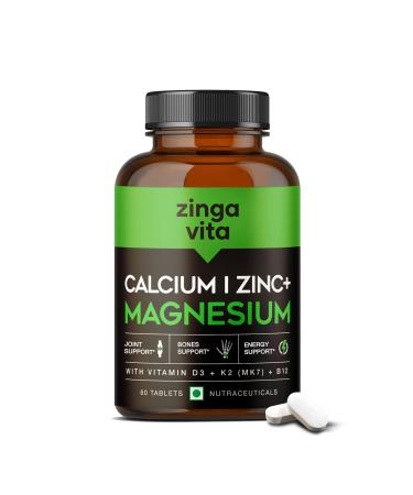 IKJ Calcium Magnesium & Zinc Tablets with Vitamin D3 K2 & B12 | Calcium for Women & Men | Ideal Supplement to Support Bone & Joint Health 60 Calcium Tablets