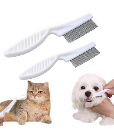 Flea comb for dogs cats 2 pieces of flea comb to remove fleas flea comb for cats and dogs cat dog flea comb large & small flea comb around fleas of pet comb stainless steel for cats and dogs