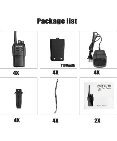 Retevis RT21 Walkie Talkies Case of 4 | Rechargeable 2-Way Radios for Adults | Long Range, 16 Channels, VOX | Emergency Communication for Families & Small Businesses - Buy Online on GoSupps.com