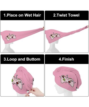 Buy Video Game Controller Microfiber Hair Towel Wrap for Women - 10"x26" Super Absorbent Hair Turban with Button - Buy Online on GoSupps.com