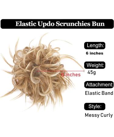 Bun Hair Piece Tousled Updo Messy Bun Hair Piece Straight Curly Mix Ponytail Extensions Fake Synthetic Elastic Band Scrunchies Hairpiece for Women Girls Hair Pieces for Women (Color : Q17 28T613) - Buy Online on GoSupps.com