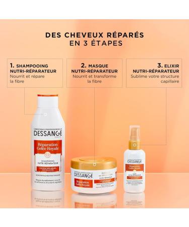 DESSANGE - Nutri-Repairing Shampoo with Royal Jelly Repair - Formula Enriched with Restructuring Royal Jelly - Nourishes & Strengthens the Fiber - For Very Damaged Over-Stressed Hair - 250 ml - Buy Online on GoSupps.com